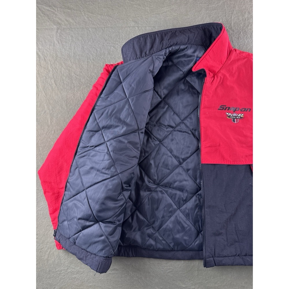 Vintage 90s Snap-On Racing Jacket Red Black Colorblock USA Swingster L - Picture 8 of 14